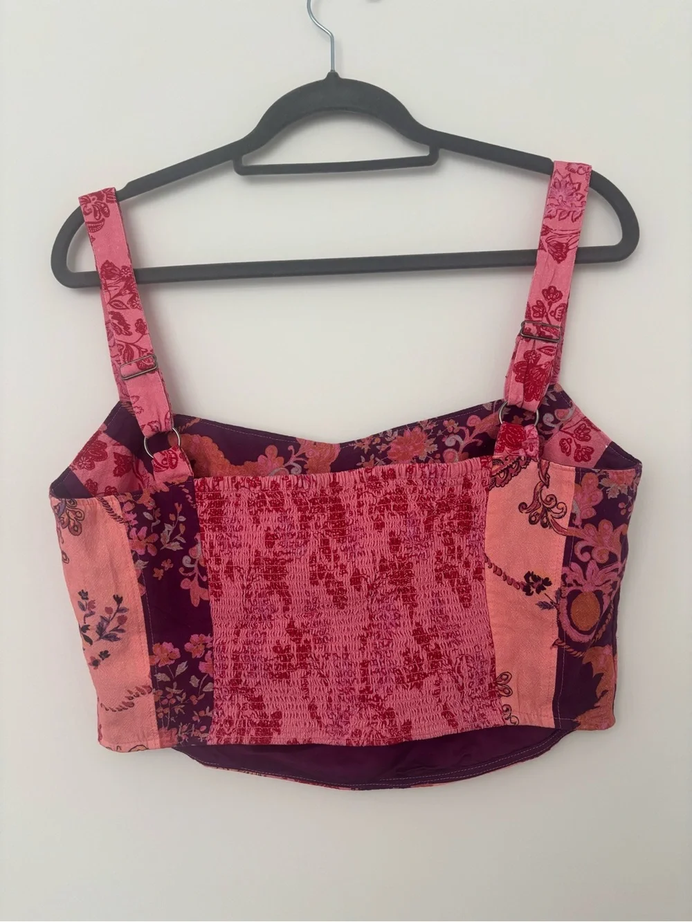 NWT Free People Bowen Corset M Medium Rose Combo Patchwork Pink Crop Top
